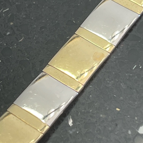 18k Gold sterling silver link shiny mirrored polished vintage bracelet QVC - Picture 4 of 6